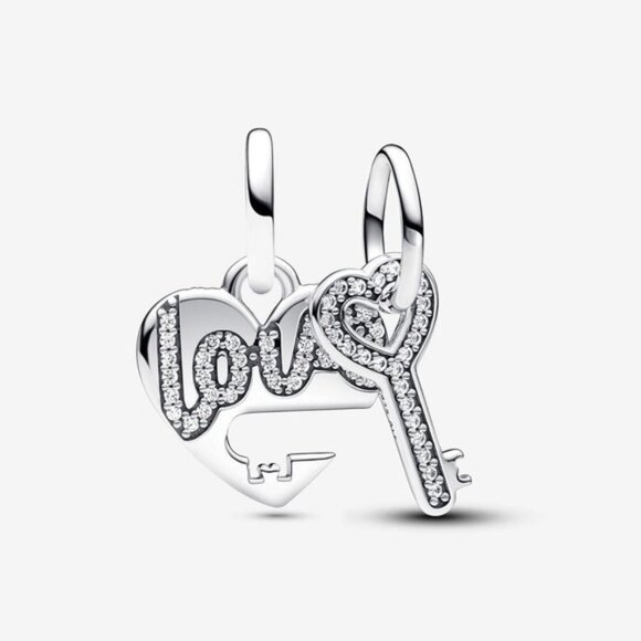 💎Pandora Splittable Heart & Key Dangle Charm✨ - Picture 1 of 4